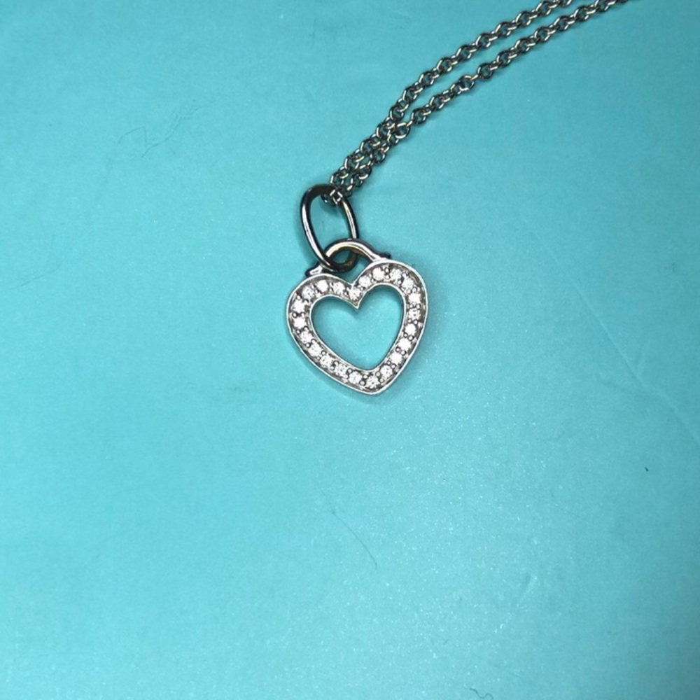Tiffany and co diamond heart charm necklace